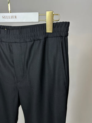 Saint Laurent Black Wool Trousers with Satin Side Stripe Detail Size FR 38 (UK 10)