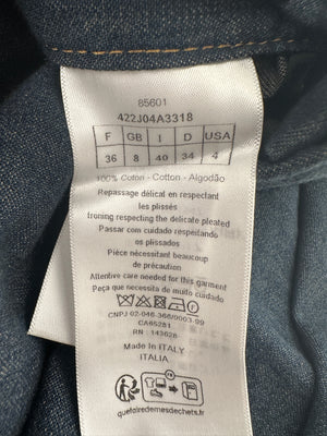 Christian Dior Blue Denim Maxi Skirt with Distressed Hem Detail Size FR 36 (UK 8)