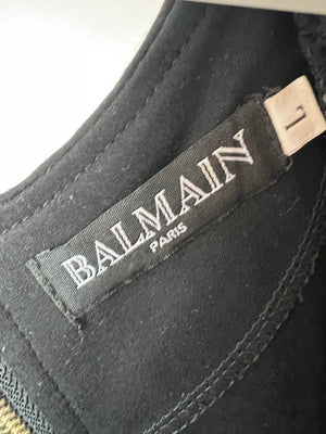 Balmain Black Mini Dress with Crystals Detailing FR L (UK 12-14)