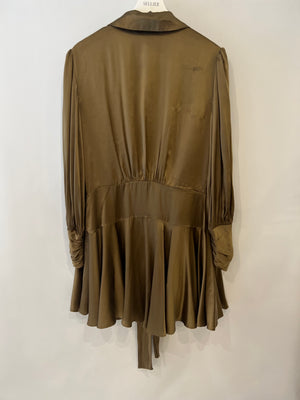 Zimmermann Olive Green Silk Wrap Mini Dress Size 3 (UK 14)