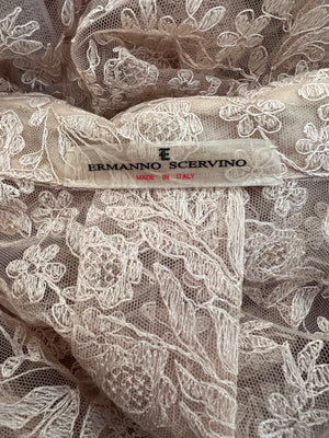 Ermanno Scervino Beige Lace Sleeveless Midi Dress with Waist Detail Size IT 40 (UK 8)