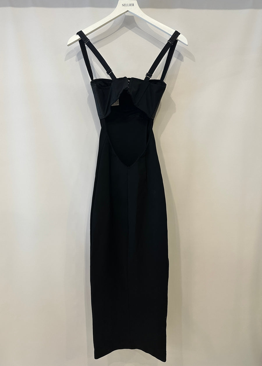Dolce & Gabbana Black Open-back Satin Bustier Midi Dress Size IT 38 (UK 6)