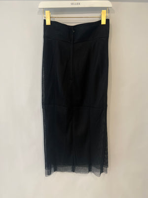 Dolce & Gabbana Black Mesh Pencil Midi Skirt Size IT 40 (UK 8)