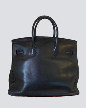 Hermes Black HAC 32 Bag in Togo Leather Palladium Hardware