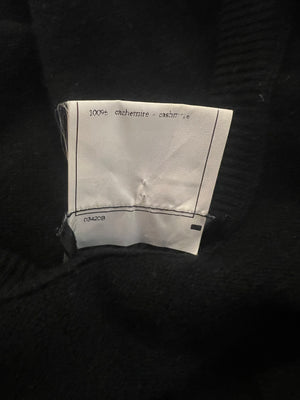 Chanel Vintage 95A Black Cashmere Cardigan with Black and White CC Logo Buttons Size FR 36 (UK 8)