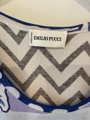 Emilio Pucci Blue and Purple Printed Maxi Sleeveless Dress Size IT 40 (UK 8)