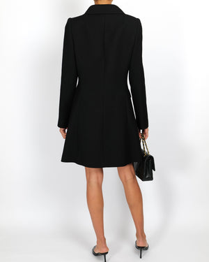 Dolce & Gabbana Black Double-Breasted Coat with Gold Buttons Size IT 44 (UK 12)