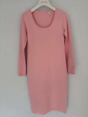 Burberry Pink Long-Sleeved Stretchy Mini Dress  With Embroidered Logo Detail Size S (UK 8)