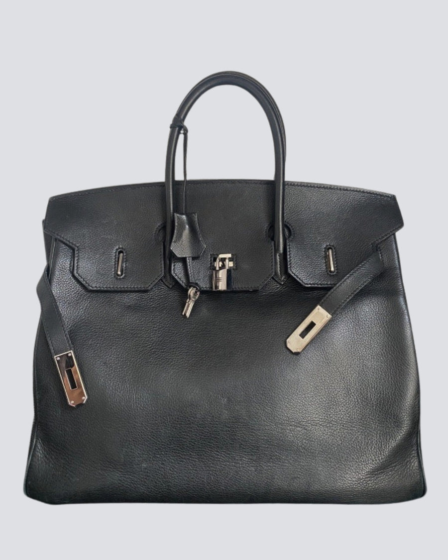 Hermes Black HAC 32 Bag in Togo Leather Palladium Hardware