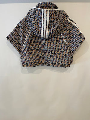 Gucci X Adidas Purple and Yellow Cropped Short Sleeve Hooded Jacket with GG Prints Size IT 42 (UK 10)