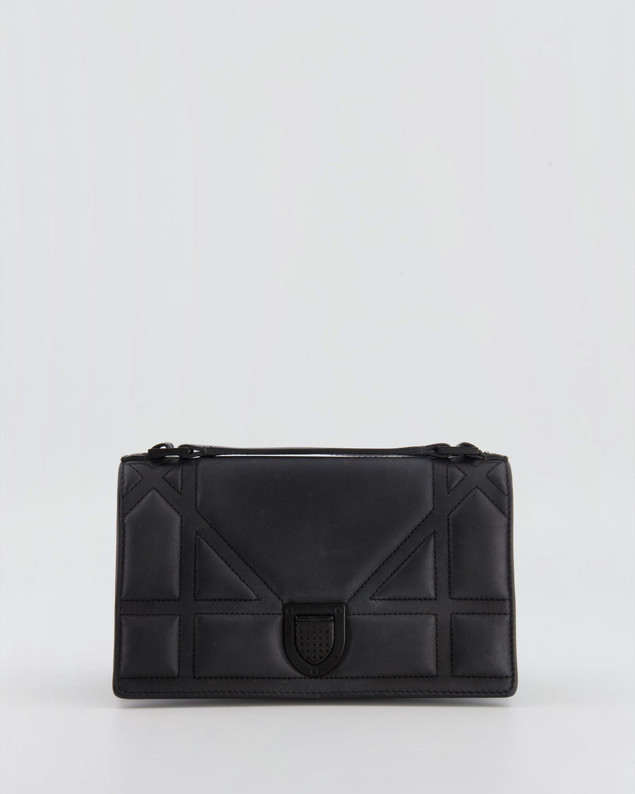 Christian Dior Small Diorama Bag in Ultra-Black Matte Leather with Matte Black Hardware