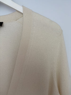 Chanel White Long-Line Cashmere Dress with Gold CC Buttons Detail Size FR 36 (UK 8)