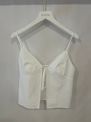 Alexander Wang White Poplin Bralette Top with Crystal Charms Detailing Size S (UK 8)