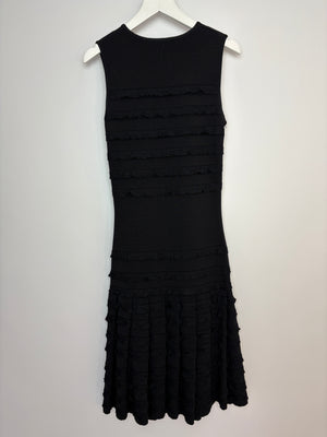 Christian Dior Black Sleeveless Knitted Midi Dress with Frill Detail FR 34 (UK 6)