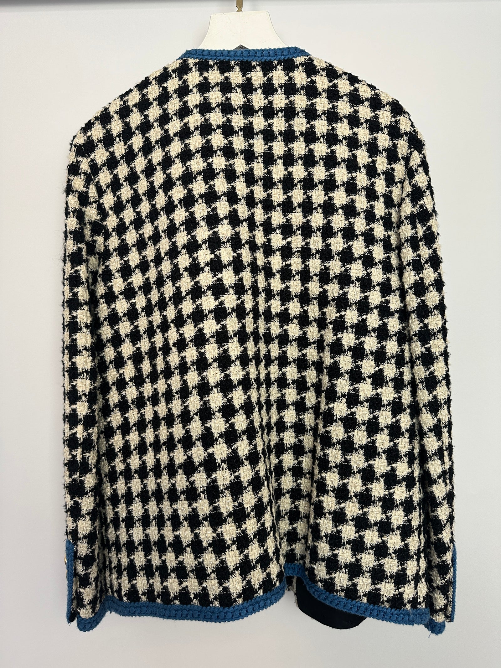 ジャケット GUCCI HOUNDSTOOTH WOOL JACKET Gucci Black & White Houndstooth Wool Jacket with Electric