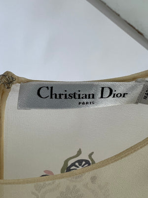 Christian Dior Ivory Printed Long Sleeve Maxi Dress FR 40 (UK 12)