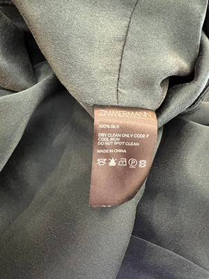 Zimmermann Dark Green Silk Long-Sleeved Wrap Top Size 2 (UK 12)