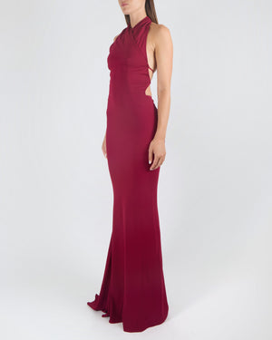 Alaïa Spring 2020 Raspberry Red Halterneck Backless Gown Size FR 38 (UK 10)