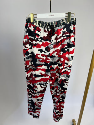 Louis Vuitton Red, Black and White Silk Camouflage Shirt and Trouser Set FR 36( UK 8)