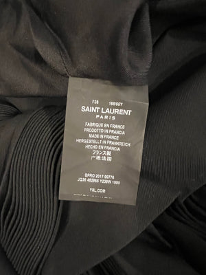 Saint Laurent Black Wool Pleated Mini Skirt with Front Knot Detail Size FR 38 (UK 10)