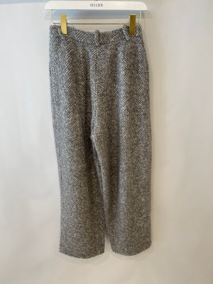 Magda Butrym Grey High-Rise Wool Trousers Size FR 34 (UK 6) RRP £1,030