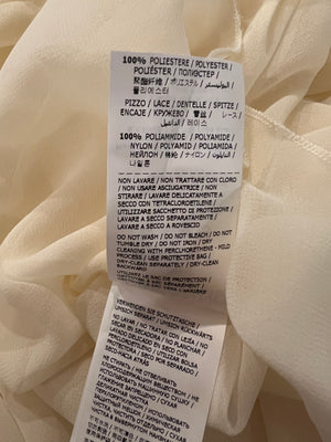 Ermanno Scervino Cream Pleated Maxi Skirt with Lace Details and Navy Logo Waistband Size IT 44 (UK 12)