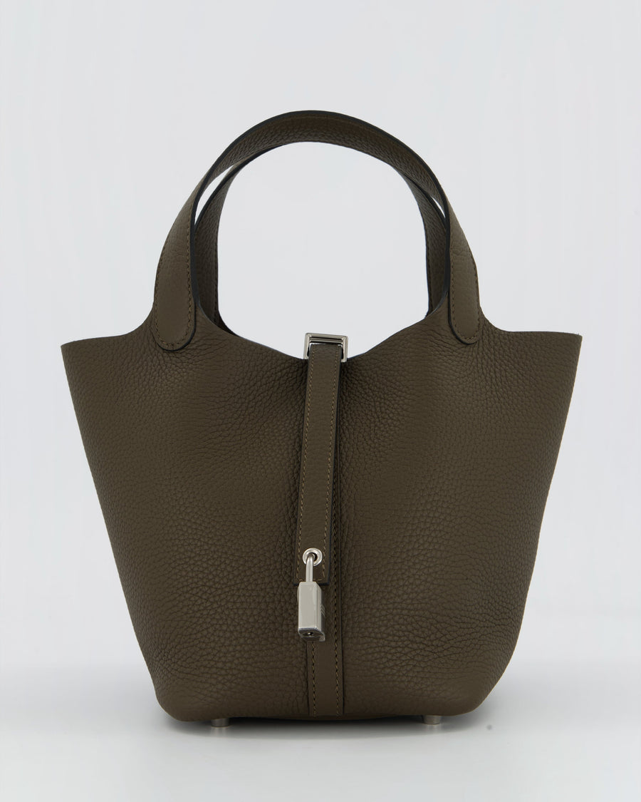 Hermès Picotin Lock 18 Bag in Vert Loden Taurillon Clemence with Palladium Hardware