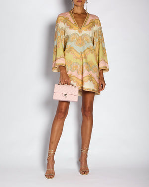 Zimmermann Pink Paisley Print V-Neck Mini Dress Size 0 (UK 8)