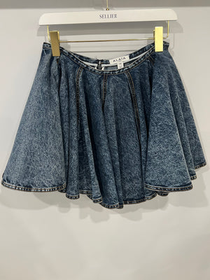 Alaia Blue Denim Pleated Mini Skirt Size FR 36 (UK 8) RRP £1,100
