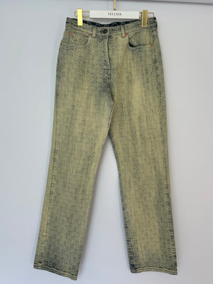 Gucci Acid Wash Blue Denim Straight Leg Jeans with GG Monogram Embroidery Size W 28 (UK 10)