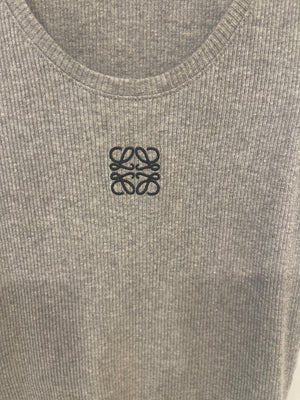 Loewe Grey Ribbed Tank Top with Embroidered Logo Detail Size XS (UK 6) RRP £495