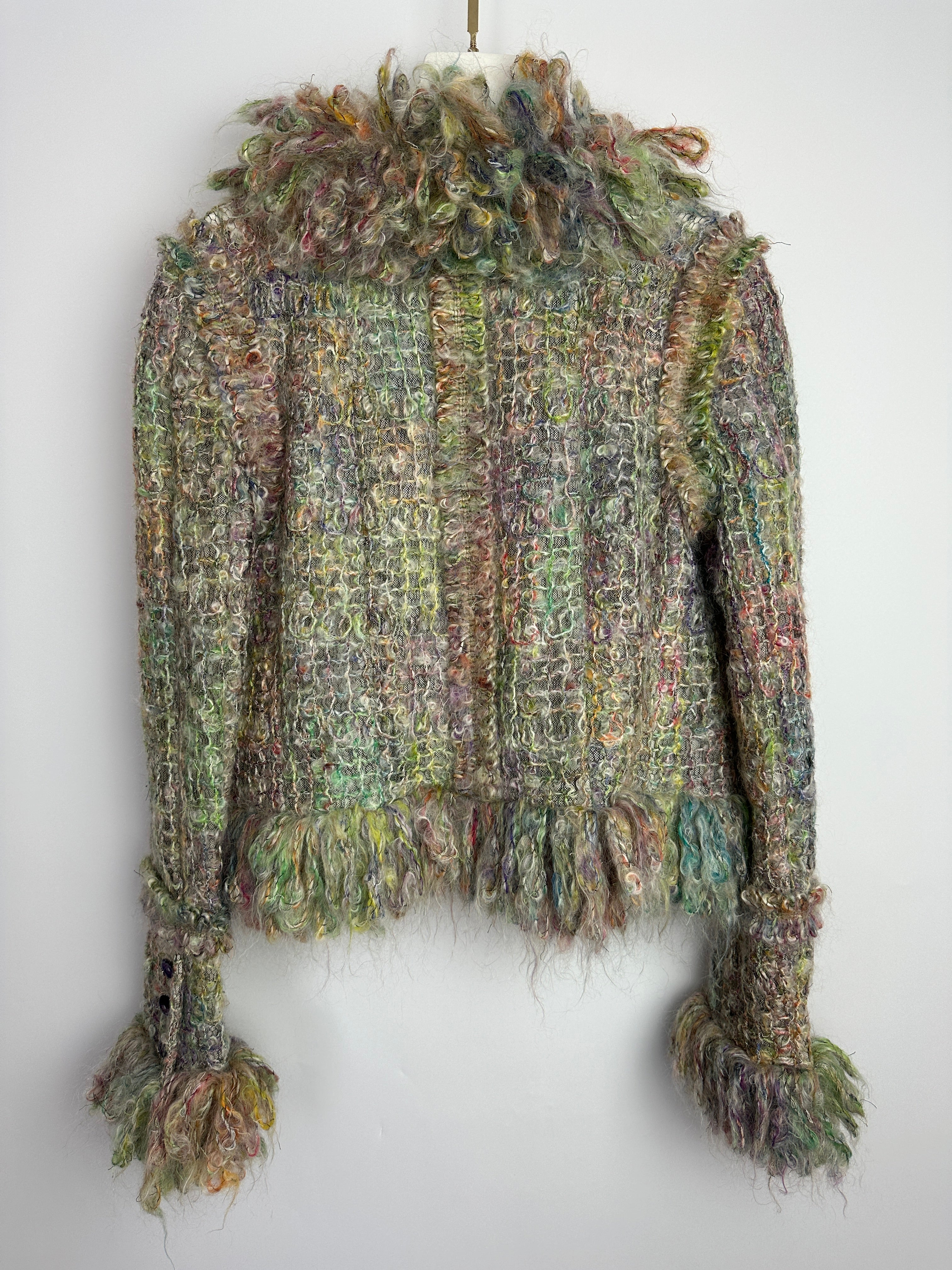 Chanel Green 03/A Knitted Jacket with Purple Stone Button