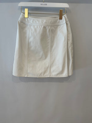 Chanel White Denim Mini Skirt with Back Logo Detail Size FR 38 (UK 10)