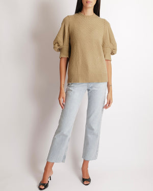 Prada Beige Cashmere Knit Puff-Sleeve Jumper Size IT 40 (UK 8) RRP £1,850