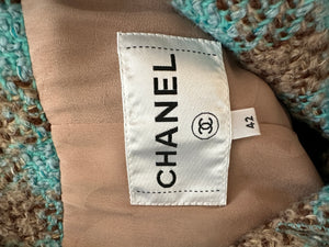 Chanel 22K Blue & Brown Tweed Jacket with Crystal Button Detail Size FR 42 (UK 14) RRP £7150