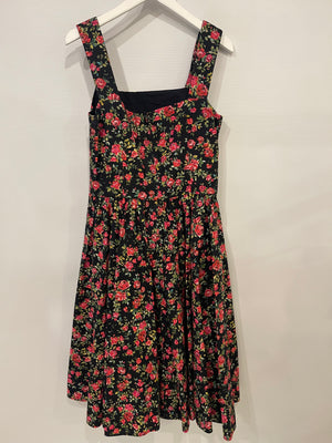 Dolce & Gabbana Black Cotton Rose Printed Midi Sleeveless Dress Size IT 42 (UK 10)