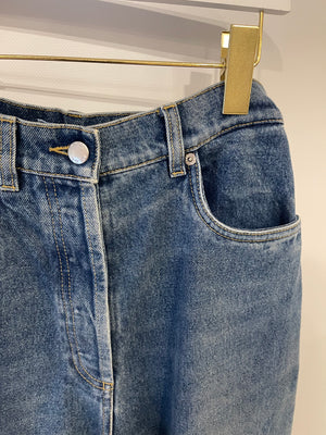Prada Blue High-Rise Straight Leg Jeans with Black Logo Detail Size 26 (UK 8) RRP £980