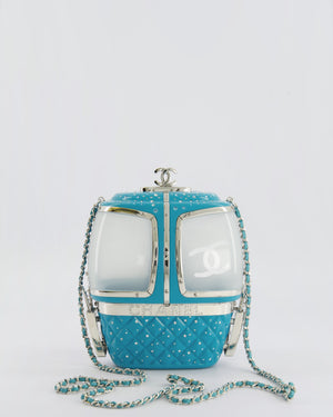 *COLLECTOR'S PIECE* Chanel FW19 Runway Blue Plexiglass Gondola Ski Lift Bag With Silver Hardware and Crystal Details