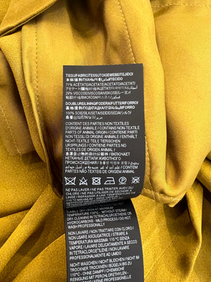 Saint Laurent Olive Green Silk Belted Jacket and Trouser Set with Hood Size FR 36/38 (UK 8/10)