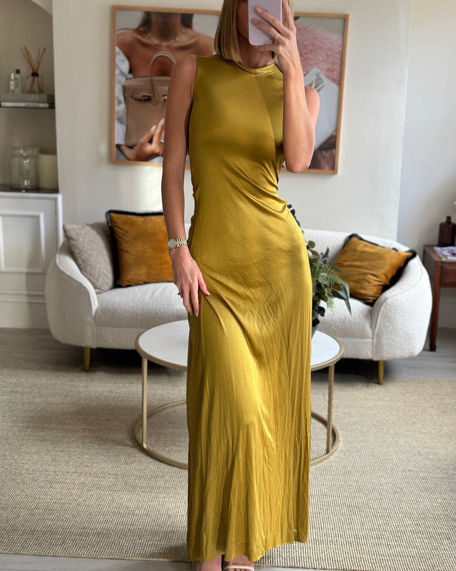Yves Saint Laurent Mustard Silk Maxi Dress Size FR 36 (UK 8)