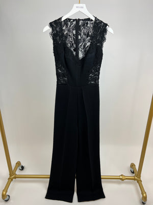 Ermanno Scervino Black Wool Jumpsuit with Floral Embroidery Size IT 40 (UK 8)