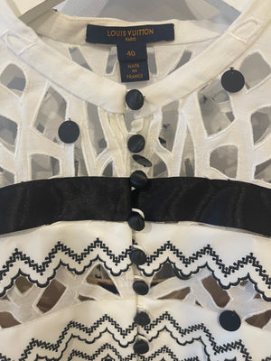 Louis Vuitton Black and White Top with Cut Out and Sequin Details Size FR 40 (UK 12)