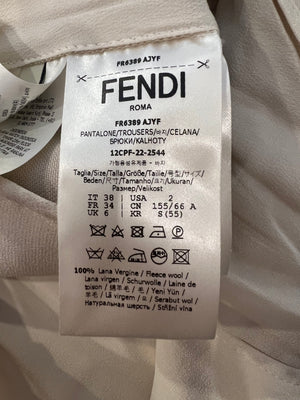 Fendi Cream Wool Jacket and Trouser Suit Set Size IT 38/40 (UK 6/8)