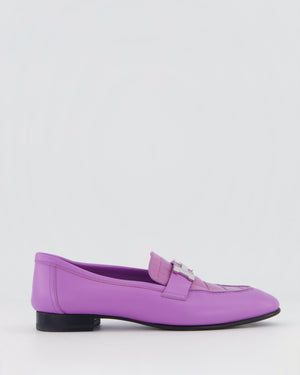 Hermès Paris Loafer in Violet Parme Calfskin & Matte Niloticus Crocodile Leather Size EU 37