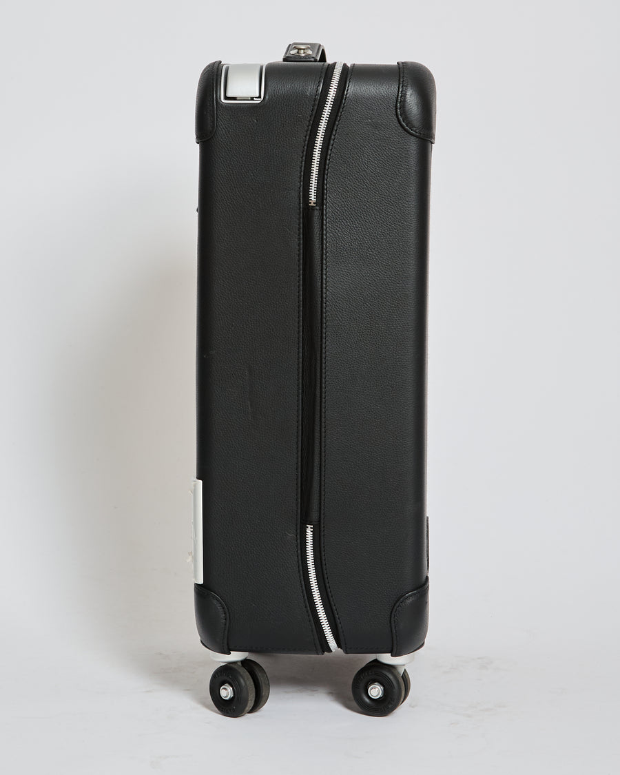 *HOT* Hermès Rolling Mobility Suitcase in Black with Black Clemence Leather Trim and Aluminium Hardware