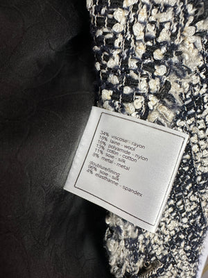 Chanel Black and White Tweed Jacket with CC Logo Buttons Size FR 34 (UK 6)
