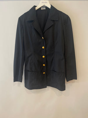 Chanel Black Vintage Lightweight Jacket With Gold CC Logo Buttons Size FR 36/38 (UK 8/10)