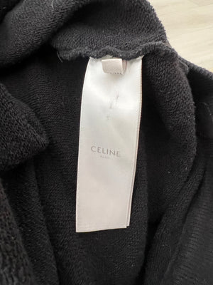 ⁠Celine Black Hooded Jumper with White Logo Detail Size L (UK 12)