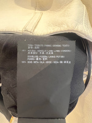 Saint Laurent White Lambskin Leather Mini Skirt with Silver Zipper Detail Size FR 38 (UK 10)