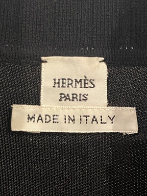 Hermès Black Ruffle Long Sleeve Top with Collar Detail Size FR 34 (UK 6)